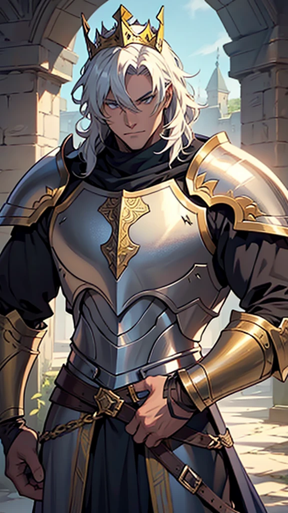 Make a Knight, a man in armor, highly detailed exquisite fanart, a human male paladin, handsome guy in demon slayer art, male paladin, with an armor and a crown,