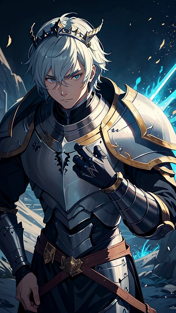 Make a Knight, a man in armor, highly detailed exquisite fanart, a human male paladin, handsome guy in demon slayer art, male paladin, with an armor and a crown,