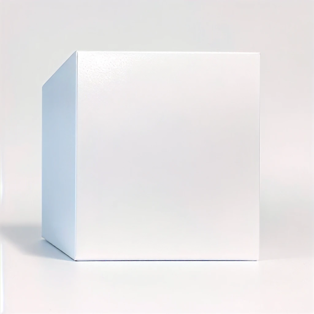 a white cube with a blank lid on a white surface, white cube, cubic, solid white background, clean white background, clean white paper background, eye - medium level shot, basic white background, matte white background, white panels, white paper, sleek white, white paper background, white color, shiny white, fundo branco puro, all white rendering