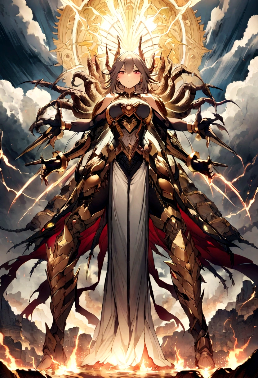 Thousand-Armed Kannon、Super Beauty、god、colorful、20age、Beauty、Sky、thunder、big weapon、thunder鳴