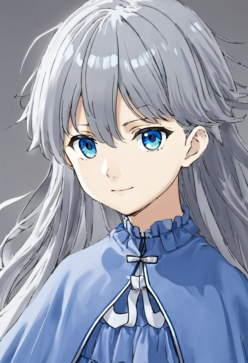 score_9, score_8_up, source_anime,
asanagi, by muk \(monsieur\)
BREAK,
1girl,lawine, grey hair, blue eyes,
blue dress, capelet, frills, long sleeves,
looking at viewer, slight smile,
indoors