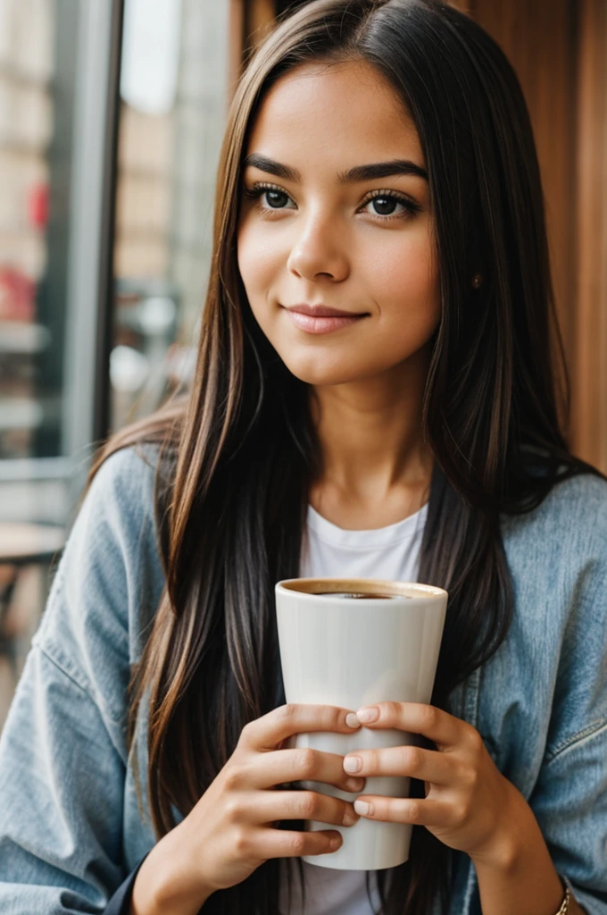 A girl drinking coffee