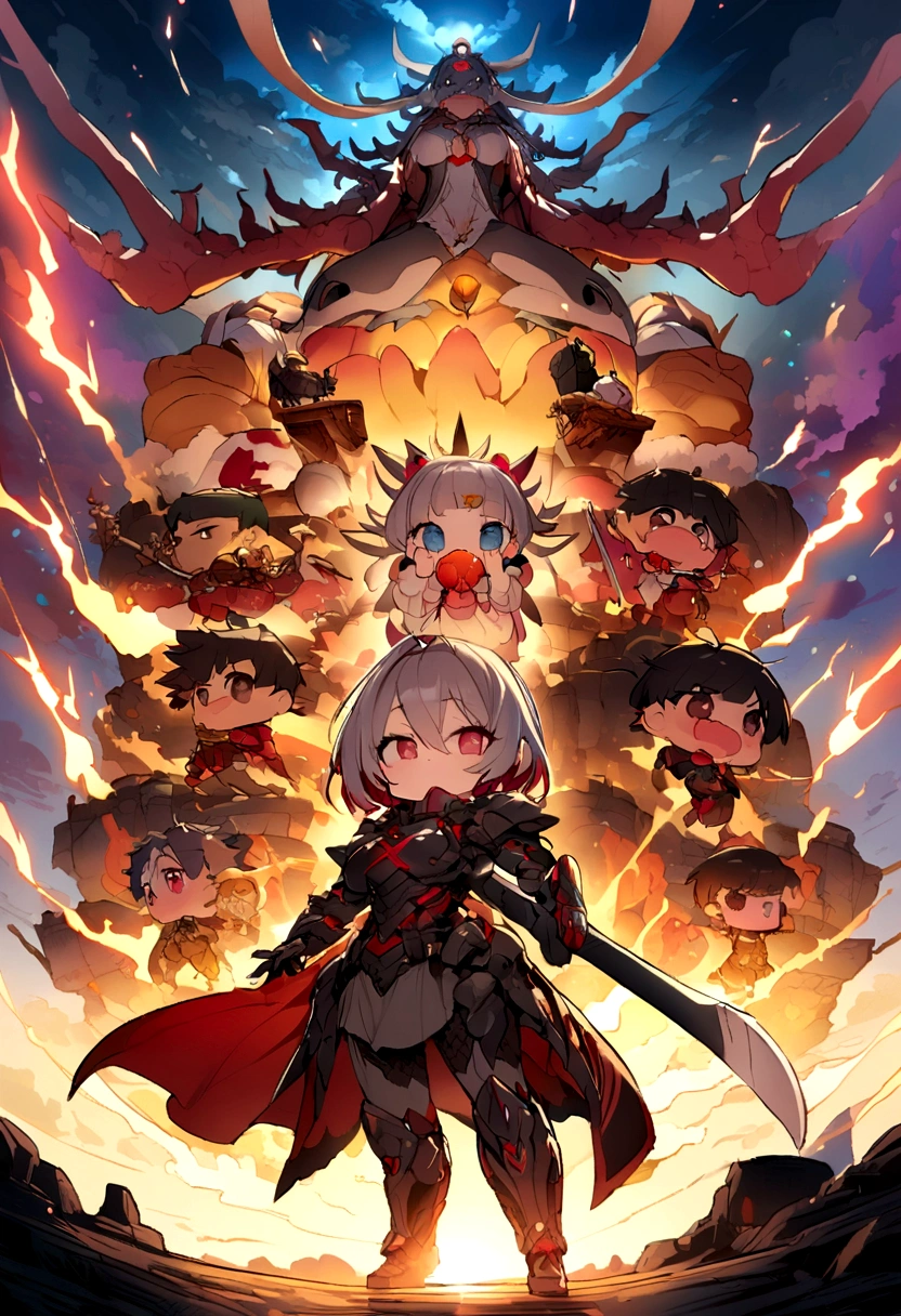 Thousand-Armed Kannon、Super Beauty、god、colorful、２０age、Beauty、Sky、thunder、big weapon、thunder鳴、Chibi Maruko-chan