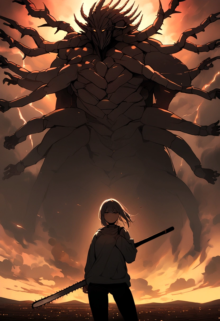 Thousand-Armed Kannon、Super Beauty、god、colorful、20age、Beauty、Sky、thunder、big weapon、thunder鳴、Chainsaw Man