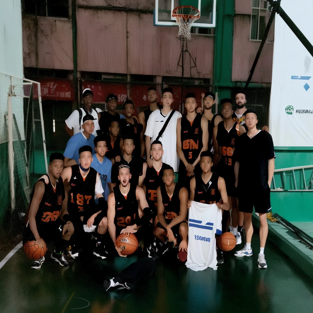 there are many men posing for a photo on a basketball court, group shot, dribble contest winner, full team, in sao paulo, album photo, reddit post, competition winner, by Gina Pellón, trending ，, by Jordan Grimmer, from then on a basketball, cover photo, by Sam Dillemans, retro 9 0s, full shot to the face, shot to the face