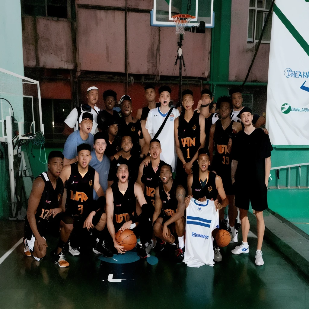 there are many men posing for a photo on a basketball court, group shot, dribble contest winner, full team, in sao paulo, album photo, reddit post, competition winner, by Gina Pellón, trending ,, by Jordan Grimmer, from then on a basketball, cover photo, by Sam Dillemans, retro 9 0s, full shot to the face, shot to the face