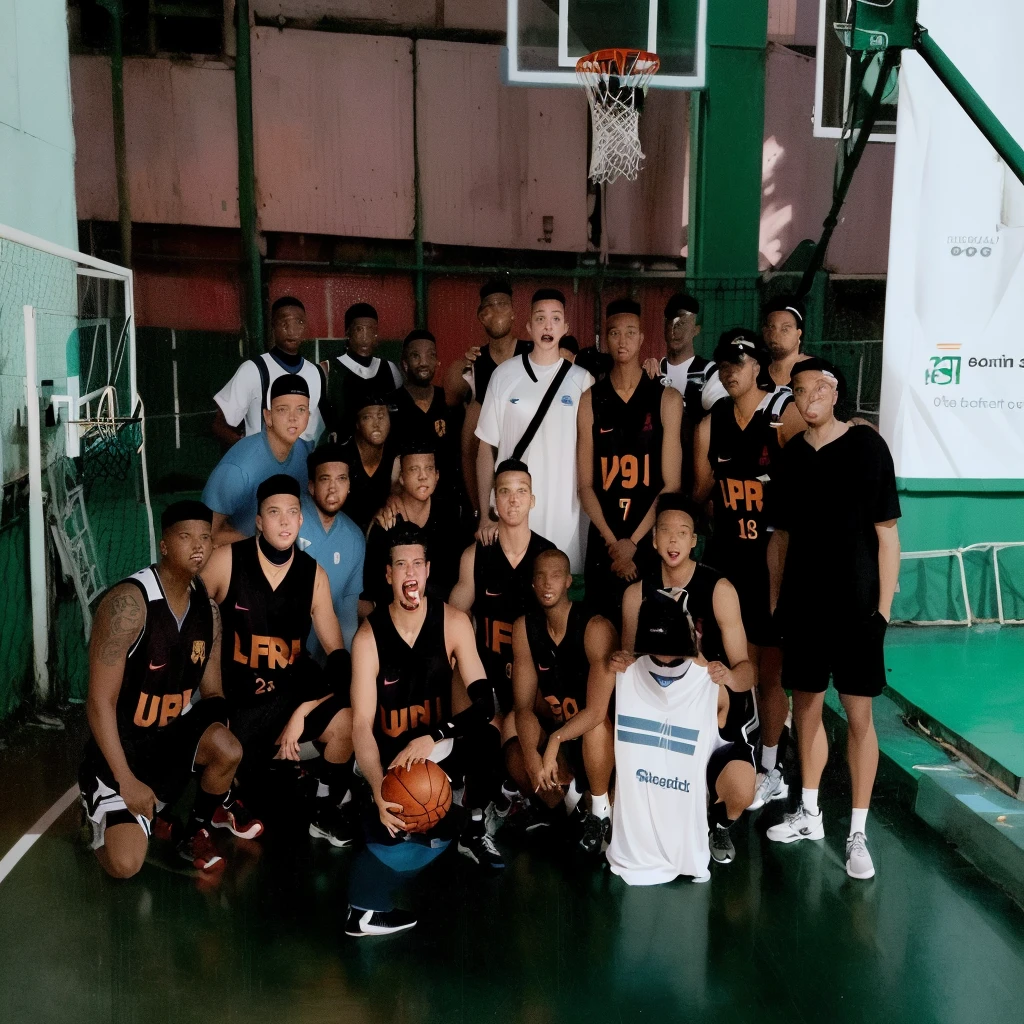 there are many men posing for a photo on a basketball court, group shot, dribble contest winner, full team, in sao paulo, album photo, reddit post, competition winner, by Gina Pellón, trending ,, by Jordan Grimmer, from then on a basketball, cover photo, by Sam Dillemans, retro 9 0s, full shot to the face, shot to the face
