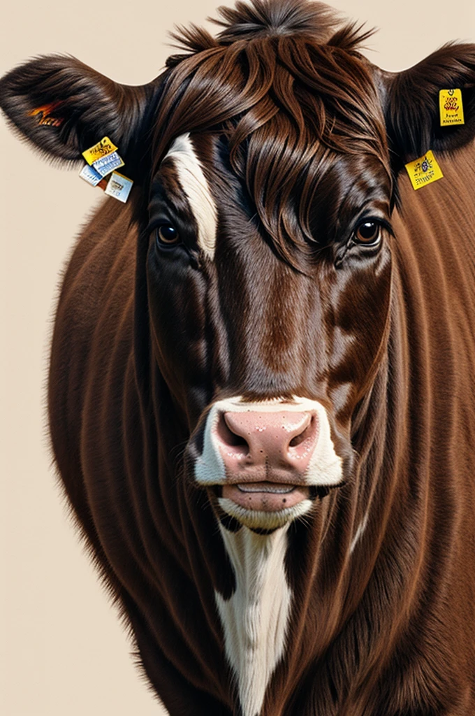 Drawing of a cow with mocha type hair