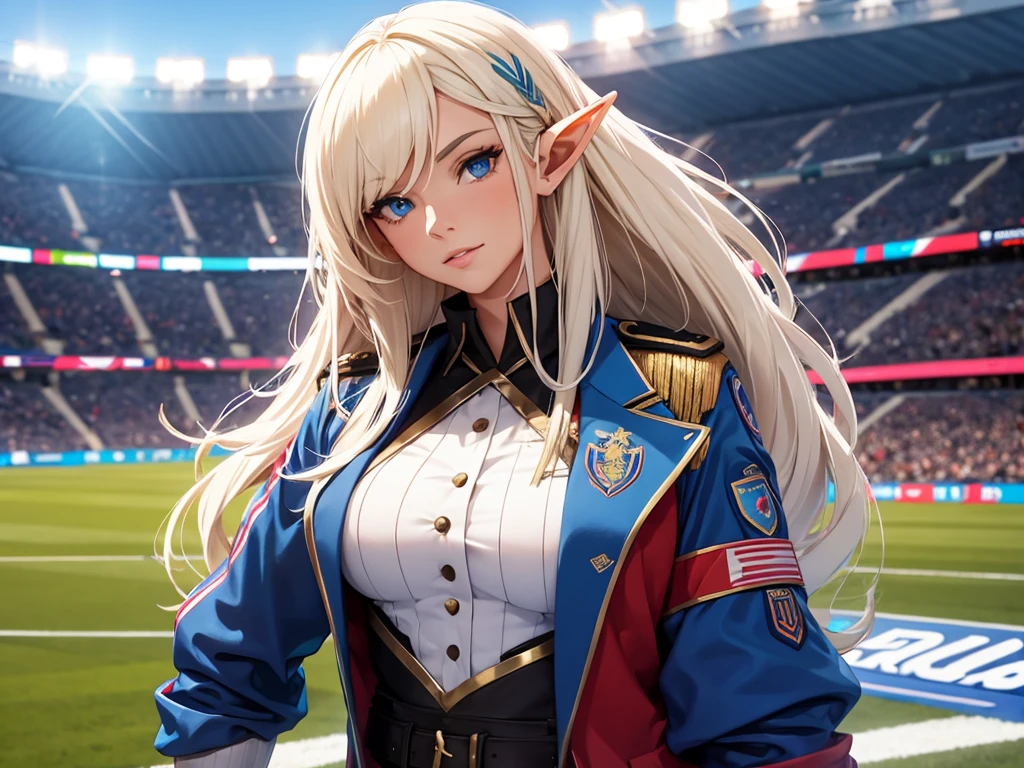 Half-elf female, In a UEFA STADIUM, veste la divisa da arbitro