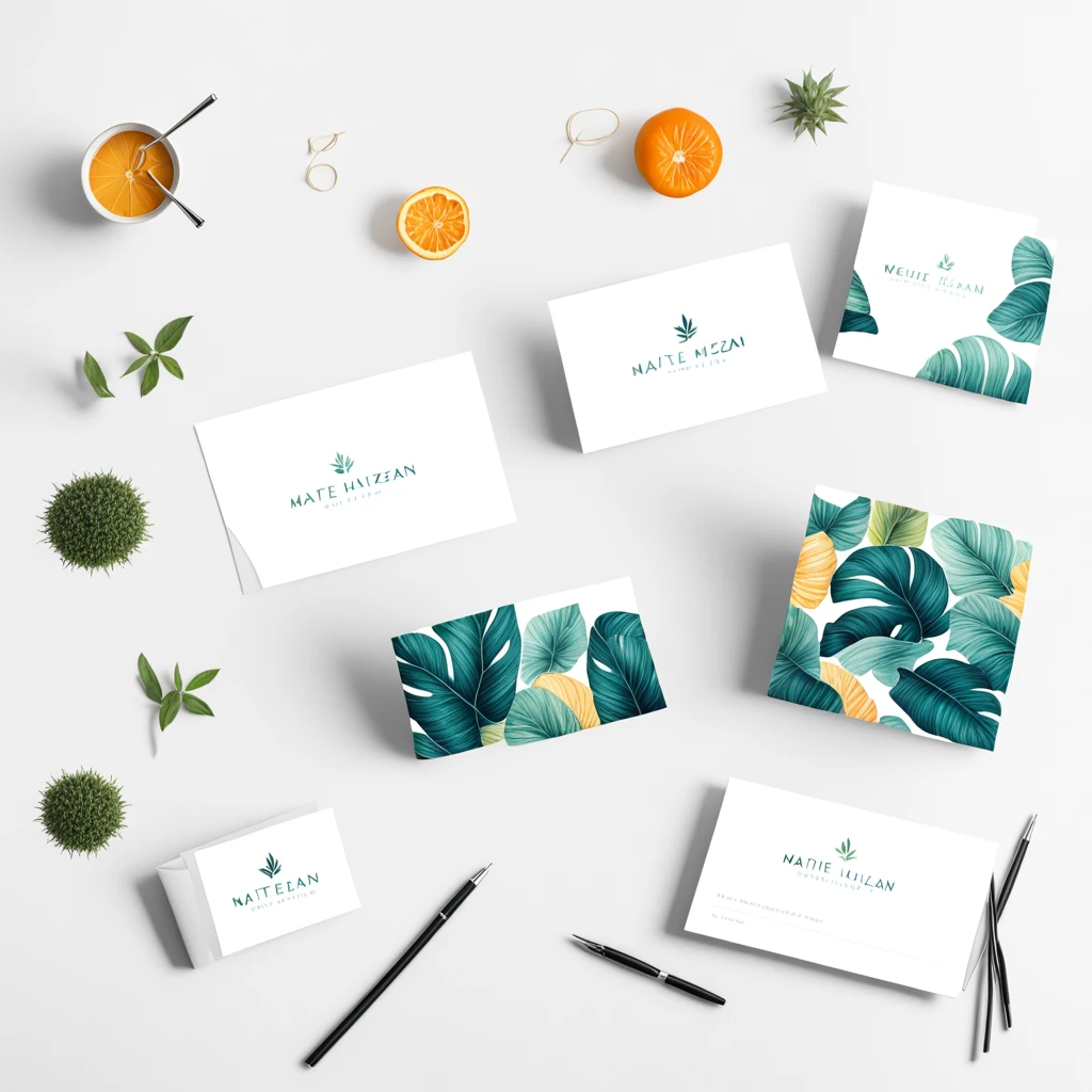 minimalist and modern logo for "Maite Haizean", a wellness lifestyle blog. The logo should feature Caribbean blue, light yellow, and soft orange colors. Incorporate natural elements such as a sun, waves, and tropical leaves. Use a handwriting font to convey an easy-going, inspirational, and slightly luxurious mood. The design should appeal to women aged 25-45 who are seeking stress relief, self-care, and a wellness lifestyle. The logo should reflect themes of nature, travel, and community.
