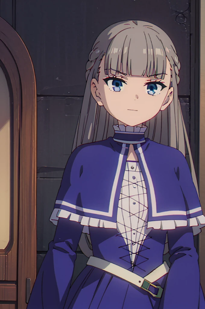 score_9, score_8_up, source_anime,
asanagi, by muk \(monsieur\)
BREAK,
1girl,lawine, grey hair, blue eyes,
blue dress, capelet, frills, long sleeves,
looking at viewer, slight smile,
indoors