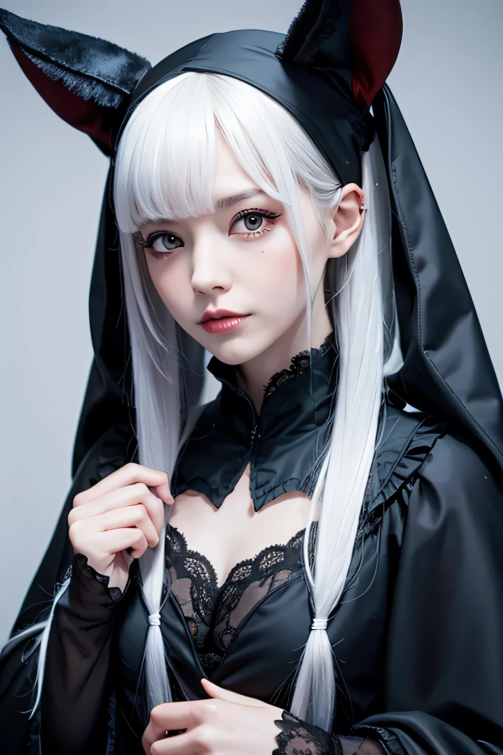 (Grimm's Fairy Tales),(snowwigchen,snow white:1.3),(who is the most beautiful in the world? A mirror reflecting snow white in questions:1.3))),(((Girl in the mirror;1.3))),(((Luxurious gold framed mirror:1.3))),Snow-white skin, Cheeks and lips blood red,Eyes as black as the wood of an ebony window frame.(((lace off shoulder gothic dress))),(Clothes that accentuate large breasts),The contrast of light and shadow makes the subject appear three-dimensional),Pretty and beautiful girl,Cute round face,Cute Smile,Blushing,Red lips,(Silvery white hair,Floral knit headband,Half Up、Floral braided space buns,Voluminous fishtail braid,Twisted pan,),(The bangs are see-through),hairpin,hair ornaments,Detailed clothing features,Detailed hair features,Detailed facial features,(Dynamic Angle),(Dynamic and sexy pose),Professional Lighting,Cinematic Light,(Tabletop,Highest quality,Ultra-high resolution output images, Depth of written boundary,) ,(8K quality,Depth of written boundary,Anatomically correct facial structure,)(Picture Mode Ultra HD,)