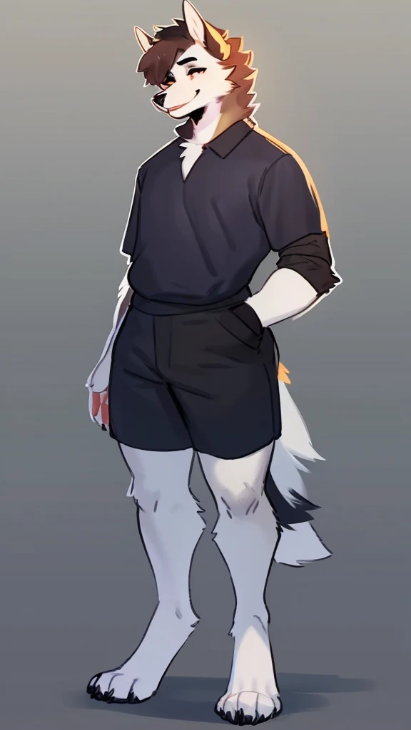 By bebebebebe, by lostgoose, by goonie-san, solo, standing, boy, lobo, sexy, hair, smiling, happy, full body