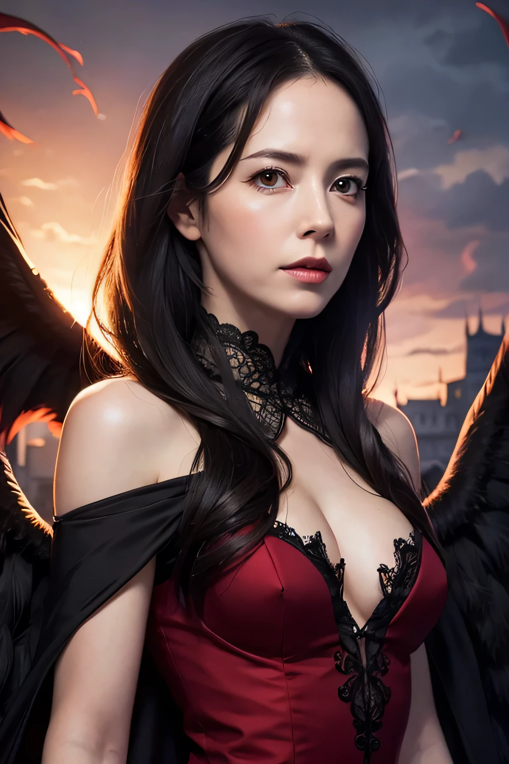 (Grimm&#39;s Fairy Tales),(snowwigchen,snow white:1.3),(who is the most beautiful in the world?  A mirror reflecting snow white in questions:1.3))),(((Girl in the mirror;1.3))),(((Luxurious gold framed mirror:1.3))),Snow-white skin, Cheeks and lips blood red,Eyes as black as the wood of an ebony window frame.(((lace off shoulder gothic dress))),(Clothes that accentuate large breasts),The contrast of light and shadow makes the subject appear three-dimensional),Pretty and beautiful girl,Cute round face,Cute Smile,Blushing,Red lips,(Silvery white hair,Floral knit headband,Half Up、Floral braided space buns,Voluminous fishtail braid,Twisted pan,),(The bangs are see-through),hairpin,hair ornaments,Detailed clothing features,Detailed hair features,Detailed facial features,(Dynamic Angle),(Dynamic and sexy pose),Professional Lighting,Cinematic Light,(Tabletop,Highest quality,Ultra-high resolution output images, Depth of written boundary,) ,(8K quality,Depth of written boundary,Anatomically correct facial structure,)(Picture Mode Ultra HD,)