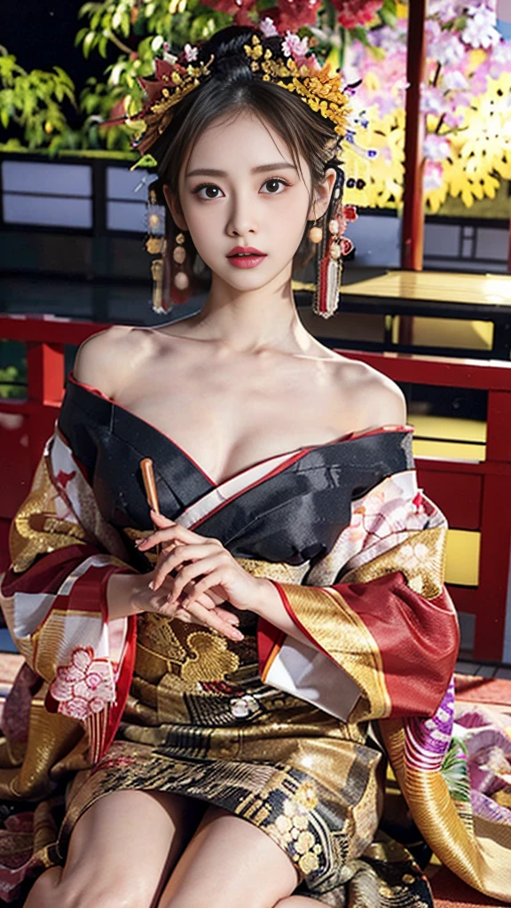 (8K、RAW Photosgraphy、Highest quality、masterpiece:1.2)、(Realistic、Realistic:1.37)、Ultra-high resolution、One Girl、cute、((Large :1.2))alone、night、Sitting、date、(Nose redness)、(Laughter:1.1)、(Closed)、Huge 、Beautiful Eyes、(short hair:1.2)、(((Fireworks bursting into the sky、night)))、(((kimono、yukata)))、Cleavagt body、Perfect Fingers、Professional Lighting、Japanese Goddess、gravure、Detailed face and skin texture、fine grain、RAW Photos
