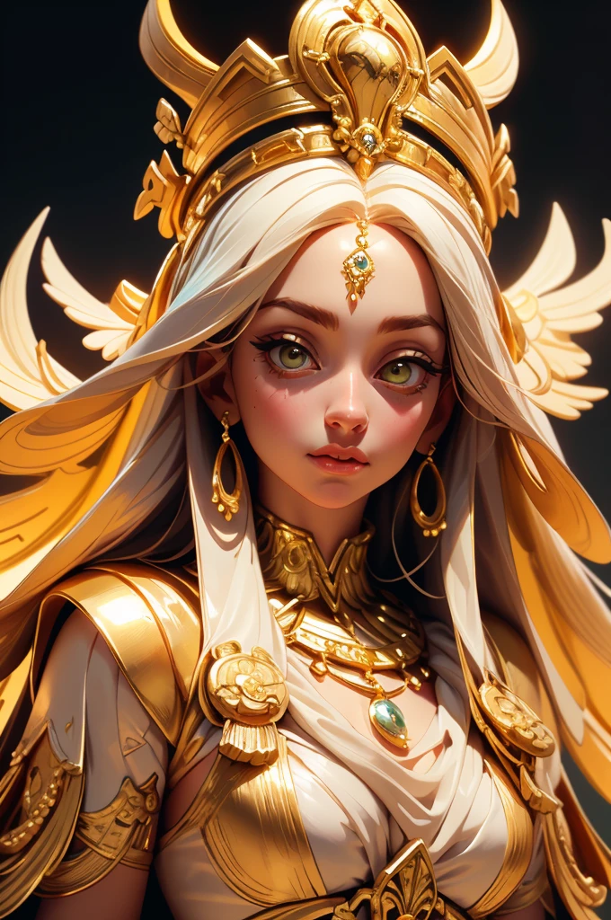  beautiful goddess isis, egyptian goddess, alphonse mucha style, detailed crown, queenie gesture, ornate headdress, flowing robes, golden skin, piercing eyes, intricate details, ethereal lighting, dreamlike atmosphere, vibrant colors, dramatic pose, masterpiece, 8k, ultra-detailed, photorealistic, cinematic, glowing aura