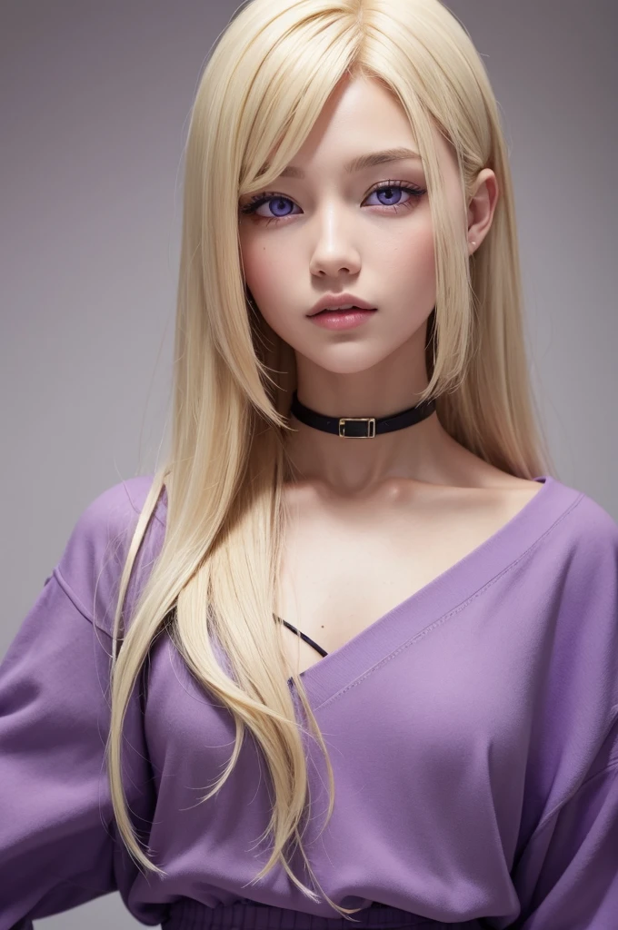 blonde hair purple eyes