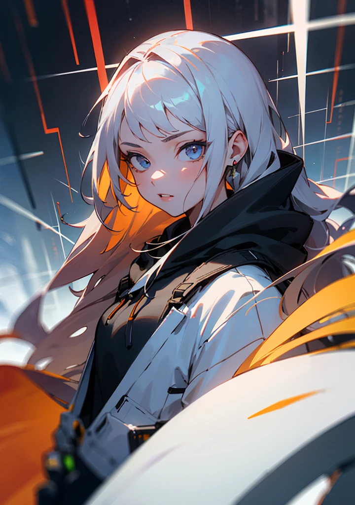 ((best quality)), ((masterpiece)), (detailed), 1girl, black hoodie, long hair, beautiful, cool, badass, cyber, hacker
