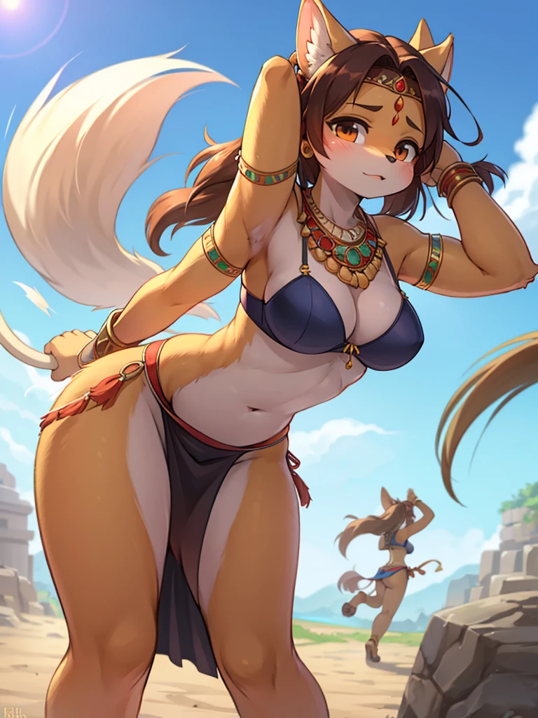 loincloth , bra , Ancient India , A strong wind is blowing , Waist forward and backward movement , motion blur
