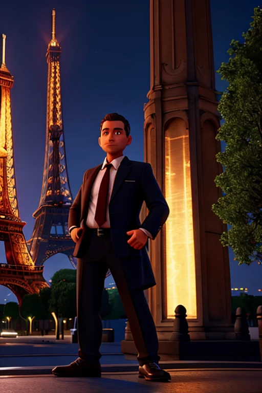 AGENT AT THE EIFFEL TOWER AT NIGHT