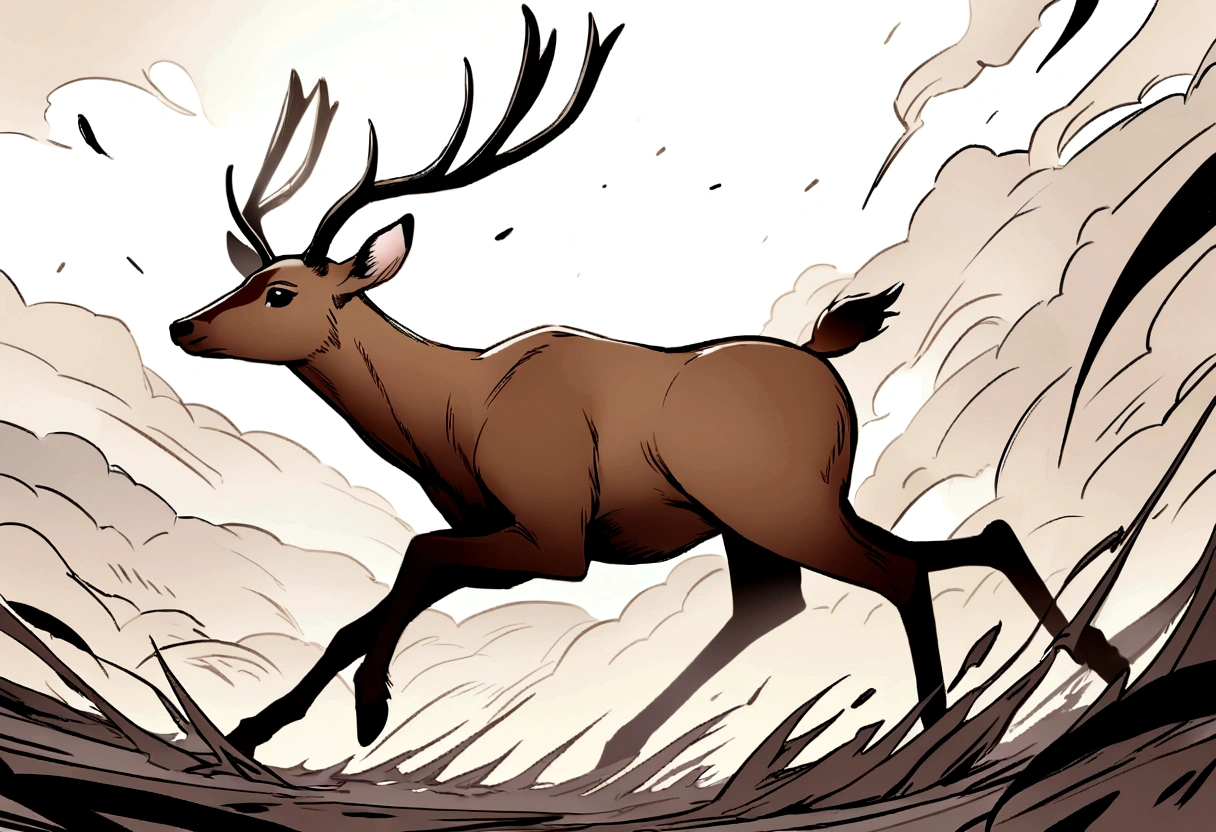 side,A running deer