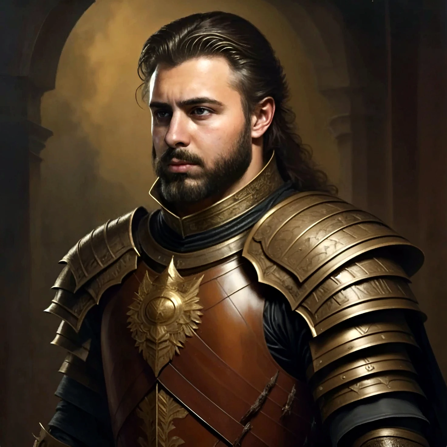 Arafed man in armor with a beard and a beard - SeaArt AI