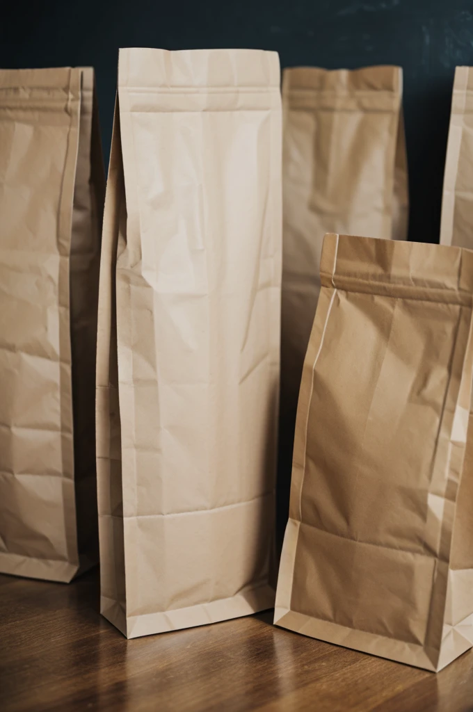 Baker with Kraft paper bags