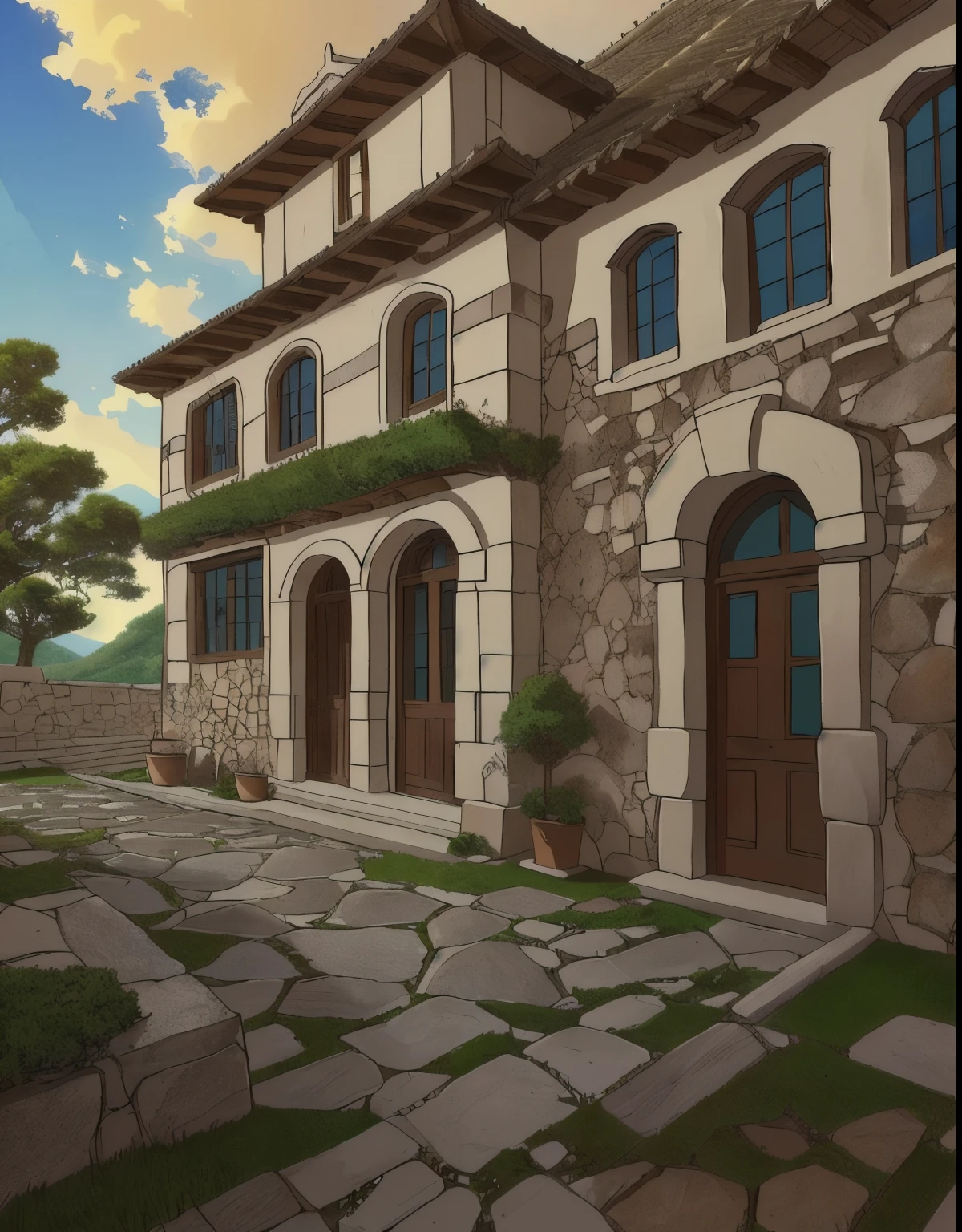 villa, fantasy, floor rock, texture anime, walls antiguas, villa, pueblo anime