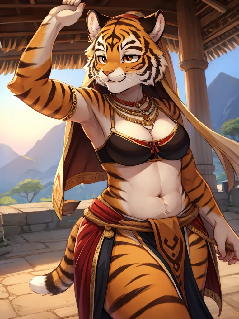 loincloth , Indian Style bra , Ancient India , A strong wind is blowing , Kathakali , motion blur , Brown Skin , plump , Bengal Tiger