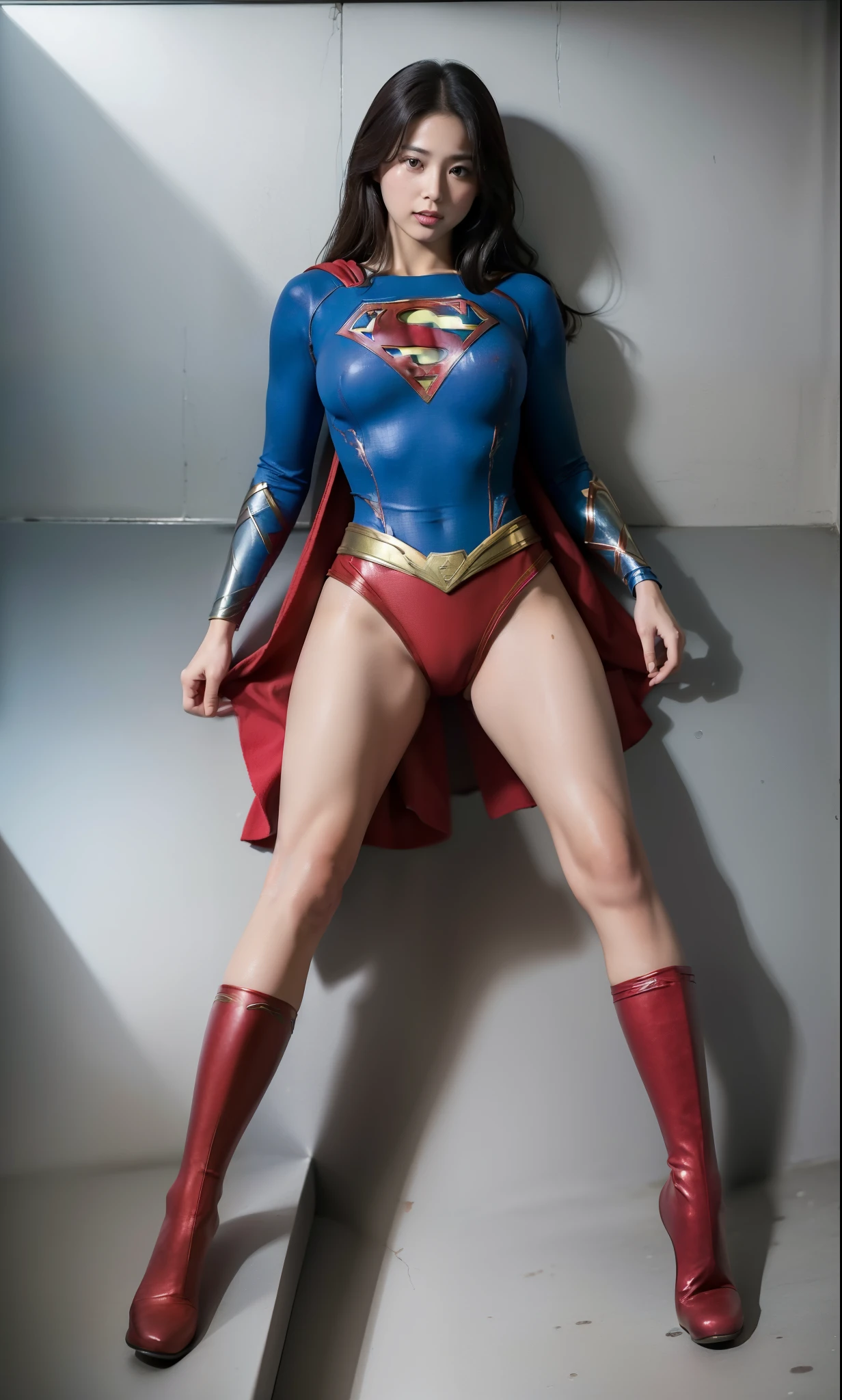 (((Highest quality、8K、masterpiece:1.3))、Supergirl、胸にSupergirlのロゴ、Sharp focus:1.2、Beautiful woman with perfect figure:1.4、Slim Abs:1.2、((Layered Cut、Huge boobs:1.2))、Wet body:1.5、非常に詳細な顔と肌の質感Supergirl、Bloodstained、Clothes are shredded、Torn、Highest quality, Familiar, High resolution), 1 Girl, Supergirl、Super Heroine、Bishoujo Warrior、defeat、Lying down&#39;return、fall、knock out、フィットしたSupergirlのコスチューム、Enlarge your breasts、Muscular、alone, From above,sleepy, sleepワイン, Doll joints、sleep、it hurts、it hurts look、syncope、cadaver、Beautiful crotch、High detail、8K