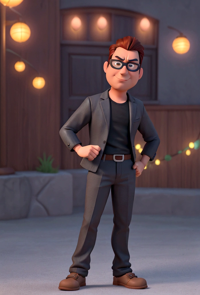 Cartoon character of a man in black glasses and blue shirt, an animated character, stylized character, animation style rendering, 3d stylized, Arnold Maya rendering, Stylized 3D rendering, toon render screenshot, 3d character, 3d character, Stylized 3D rendering, 3D character rendering, cartoon character, Close-up characters, character pose, (Pixar-style) (Master Pieces:1.2) (bokeh) (best qualityer) (detailed skins) (detail texture) (8K) (Argilla) (cinematic lighting) (sharp focus