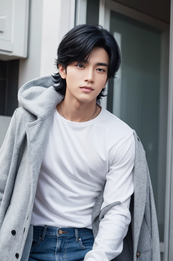 good looking male Black Hair white