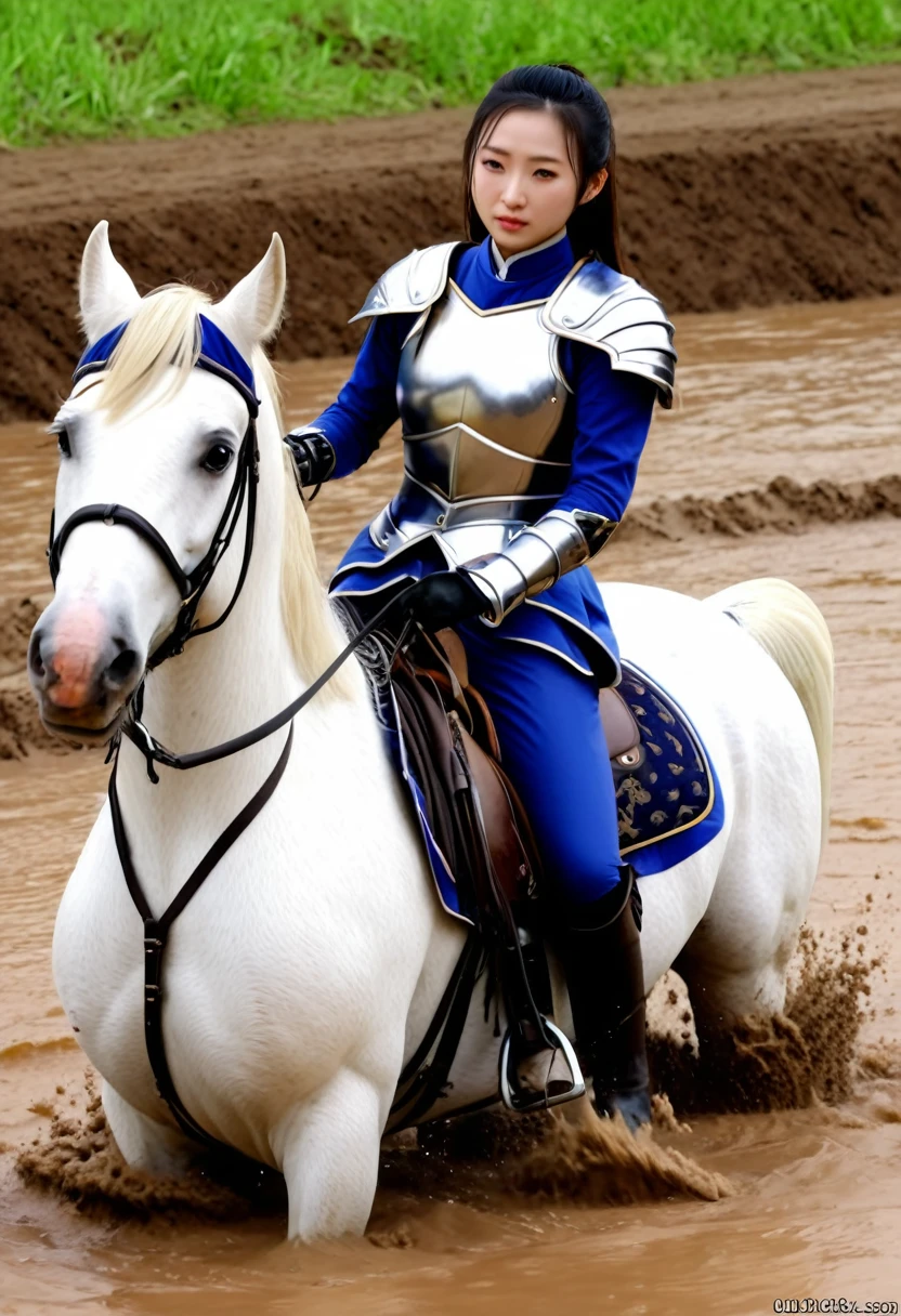 (((masterpiece))),(((Highest quality))),((Tabletop:1.4, Highest quality)), (Realな写真:1.4),
((1 cute girl knight)),rodeo,horse standing,Surprised face,
(超High resolution:1.2),, wonderful, Very detailed CG Unity 8k wallpaper, Very detailed, High resolution,fat horse ridden by japanese girl,Chubby,Plump,Double,Red, white and blue outfit,Soaking in the swamp,Mud Splash,
Soft Light, Beautiful detailed girl, Droopy eyes,Very detailedな目と顔, Beautiful and exquisite nose, Beautiful and exquisite, horse ridden by a girl can't stand up because its drowned in the sticky muddy pitfall:10.0 ,Displeased face:4.0,Real,Stir,Anatomically correct,action horse riding scene while struggle fighting