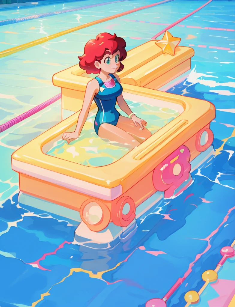 steven universe style. background scene, swimming pool, start competition, ultra hd, 4k, high quality, without person