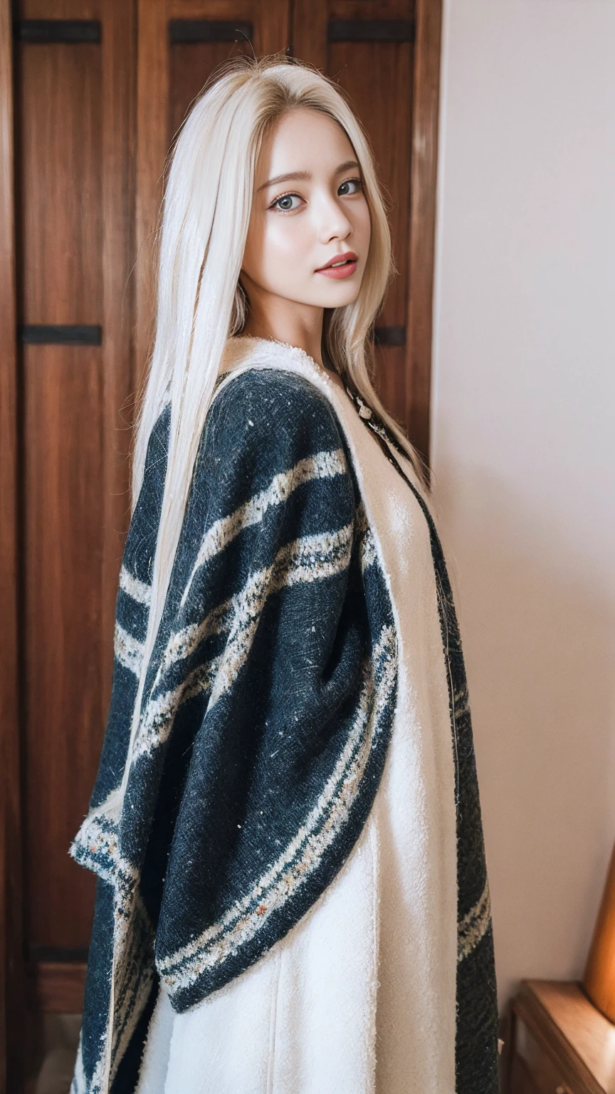 ((Highest quality, 8K, masterpiece:1.3)), concentrated:1.2, Beautiful woman with perfect figure:1.4, Stick your butt out:1.2, ((Long white hair)), (Wool cloak:1.1) , (it's snowing, street,stop,Woodland,Snowfall:1.3),Lace Aristocratic Red ta Costume:1.1, Highly detailed face and skin texture, Fine grain, double eyelid,Whitening the skin,smile,Huge tit,Cinema Lighting,Detailed explanation,Real hair and skin,Expose your breasts、Expose your breasts、Show off your breasts、Expose your breasts、Show off your breasts,Full-body display,Full-body display,Huge 、Huge breasts,Expose your breasts、Expose your breasts、Show off your breasts、Expose your breasts、Show off your breasts,Full-body display,Full-body display,Huge 、Huge breasts