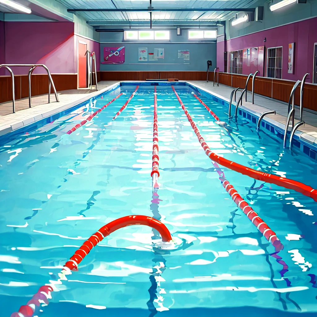steven universe style. background scene, swimming pool room, start competition, ultra hd, 4k, high quality, without person