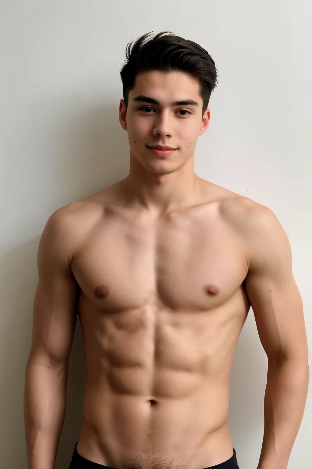 Create a photo of several young men of 22 years old, with good body, marked without a shirt and very handsome