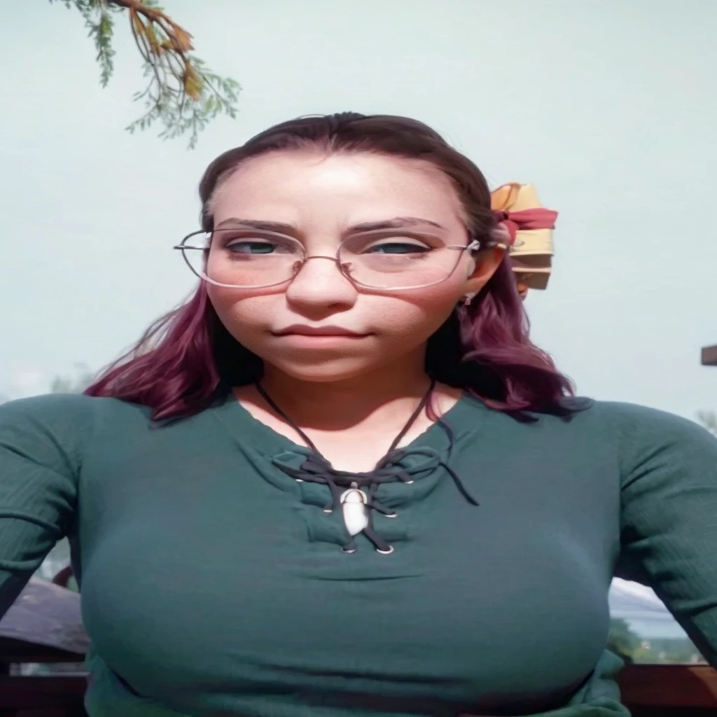 Thin 25 year old granddaughter with huge breasts in lace bra hugging her grandfather in the park