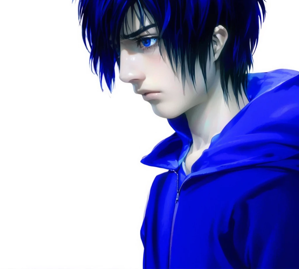 high-quality textures, 4K, realistic anime, perfects eyes,  boy,  boy, masculine, navy blue hair.