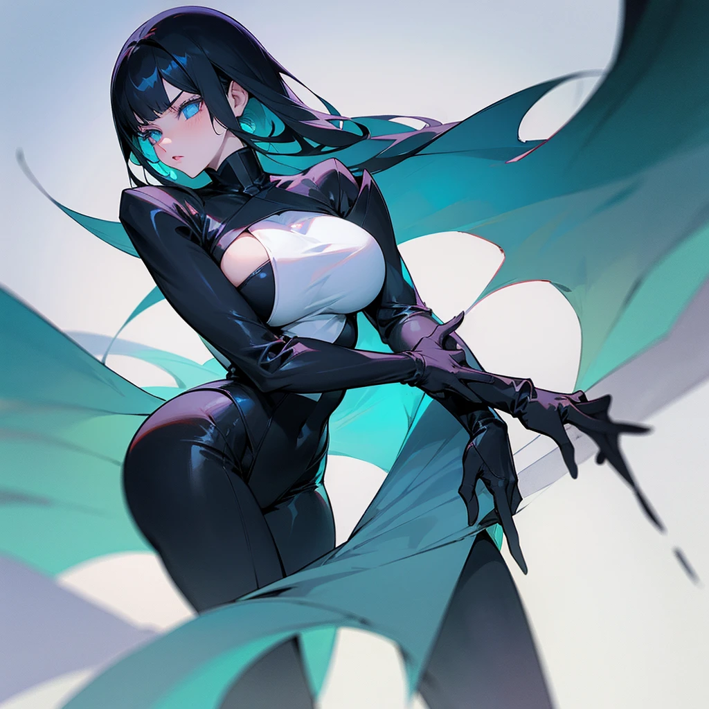 Female gender.
pale complexion.
large eyes, round and long eyelashes.
blue eyes.
wide, with bangs.
black hair.
Her breasts are gigantic.
The girl is hugging Yuuji Itadori, del manga jujutsu kaisen.
She is pressing her body against him., and giving him a kiss.