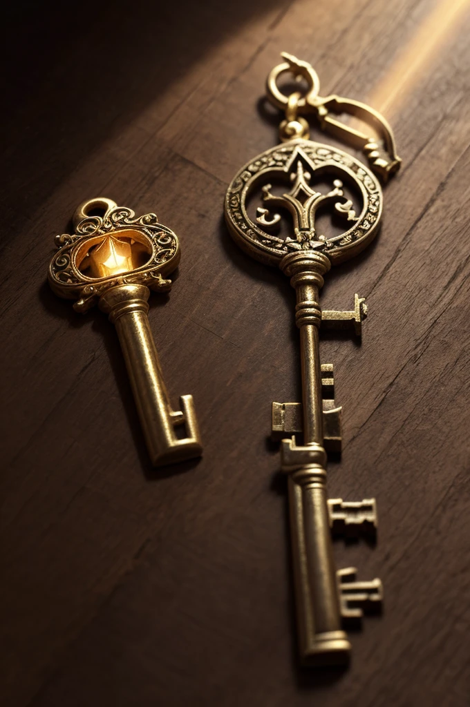 Image of an ancient, ornate key, with a beam of light highlighting it.