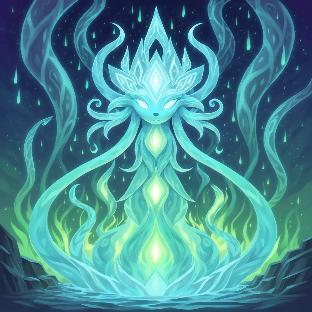 Mist Shaman in tentacle aura borealis art style