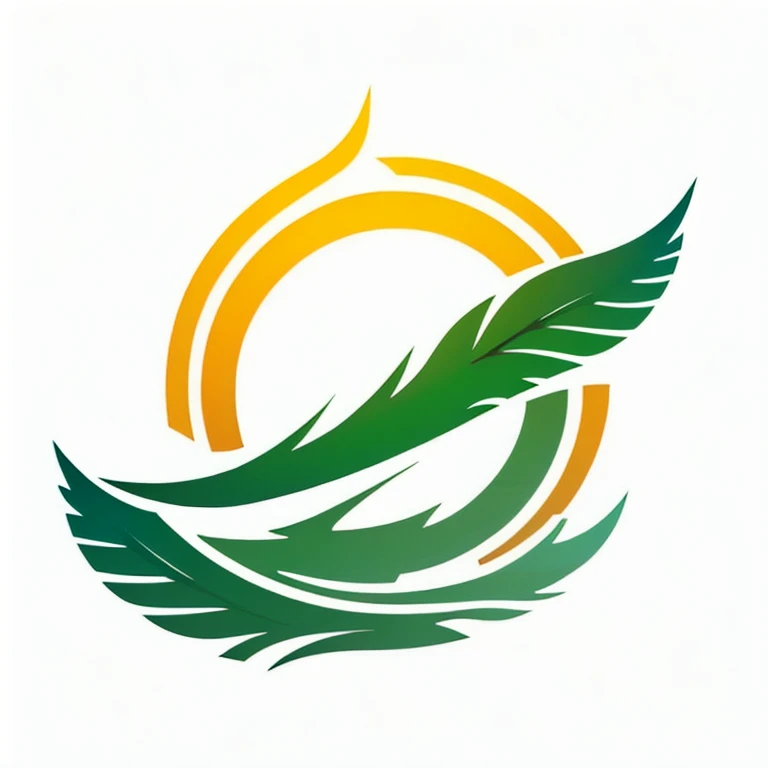 a logo using a leaf, very simple for a nature faction in an RPG world, nature emblem, only green color, leafy, tranquil, Pacific, chic, Symmetrical, posh, high qualiy, com fundo branco