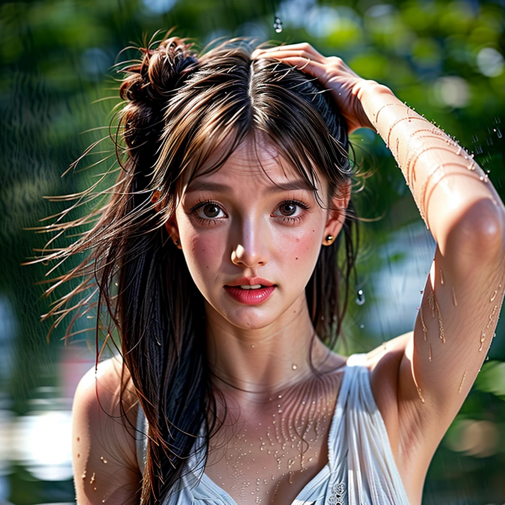 masterpiece of ExtremelyDetailed (ProfessionalPhoto of Stunning women:1.4) LookingSky, (((Downpour))), BraidHair with bun, (Joyful Expressions LifeLike Rendering), ((Extremely detailed beautiful face and eyes)) BlushAhegao SmoothArmpit LiquidSoap Bubbles BREAK PUNIPUNI ((Britney Spears))britneyspears-smf, Beltbra, MysticSight, (Torrential Rain:1.4) (Overflowing HUGE Underboob Overflowing Raindrops Overflowing water)(((WetHair WetFace WetSkin Wetted Hair:1.4))), (SFW), HiddenHands, MotionBlur (BokeH:1.4), (no extra limbs), (no extra eyebrow),
