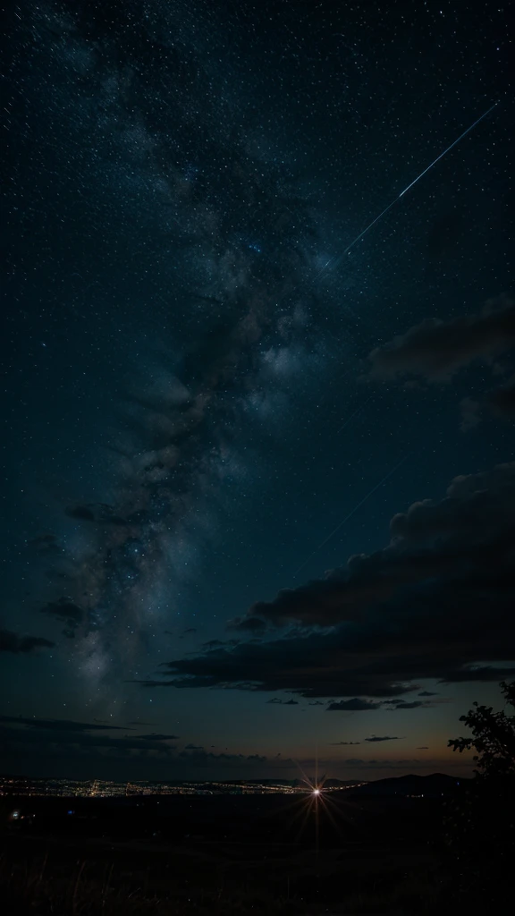 night sky with bright light