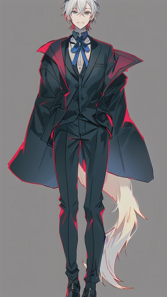 A picture of a man in a suit and a cat&#39;s tail, Beautiful anime outline, clean Line art, Full body concept, thick Line art, Drawing full body characters, outlined!!!, Full body painting, !!Full body portrait!!, outline sketch, Full body portrait of a short!, Line art, detailed Full body concept, thick black Line art, simple Line art