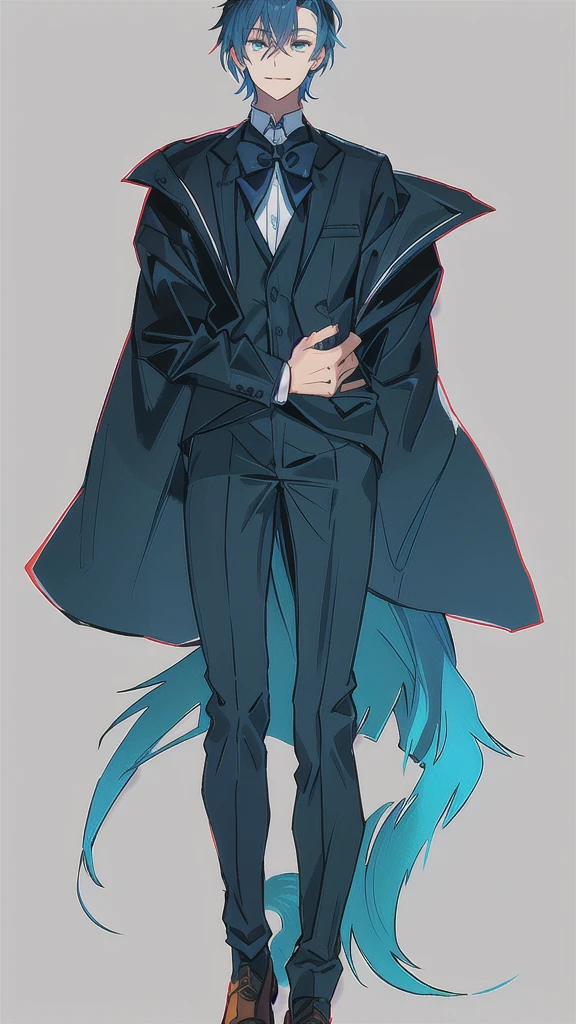 A picture of a man in a suit and a cat's tail, Beautiful anime outline, clean Line art, Full body concept, thick Line art, Drawing full body characters, outlined!!!, Full body painting, !!Full body portrait!!, outline sketch, Full body portrait of a short!, Line art, detailed Full body concept, thick black Line art, simple Line art