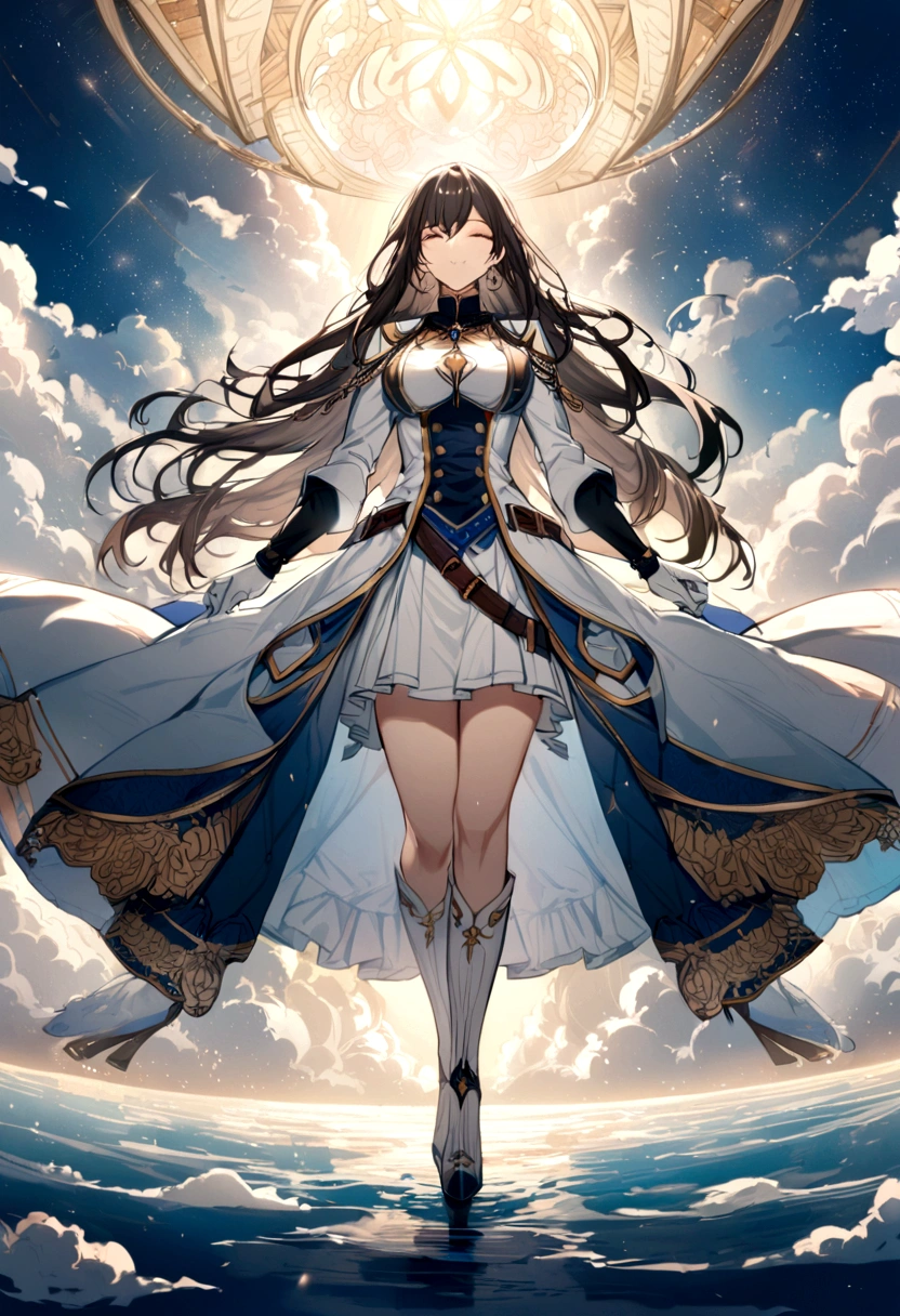 1girl, long hair, noble clothes, military uniform, white gloves,