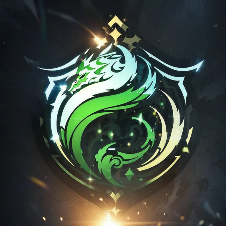 a logo using foil, very simple for a nature faction in an RPG world, nature emblem, only green color, leafy, tranquil, Pacific, chic, Symmetrical, posh, high qualiy, com fundo branco