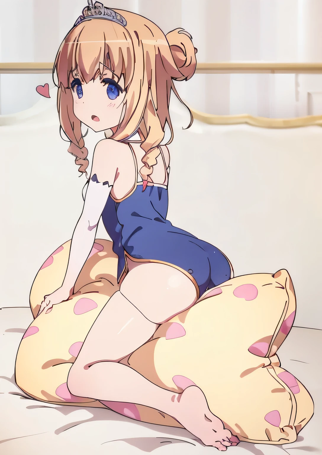 (best quality, masterpiece),mine , details), (Light and shadow oxtail , bed background, Cute girl posing on pillow ,Pillow,(piles of Pillow),Upholstered,((four poster bed)),Soft pillow quotation,Lots of Pillow,(Pillow),The love surrounding the protagonist,steam,Luxury Pillow),(luxury bed),(Gorgeous pattern pillow),luxurious pillow,(bedroom ),pillow humping,hump,open mouth,red eyes , kneeling,(Love around the protagonist),(Steaming hot),(pillow),Four poster bed,Canopy bed,Lots of pillow heads,princess bed , frilled pillow , long hair , frilled pillow , (pink polka dot pillow) , blonde hair, blue eyes, very long hair, tiara , ((Latifa Fleuranza))